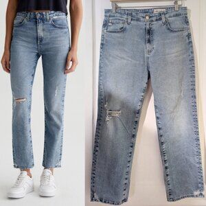 AG | Saige Crop AG-ed Mid-Rise Straight Leg Denim In Driftwood